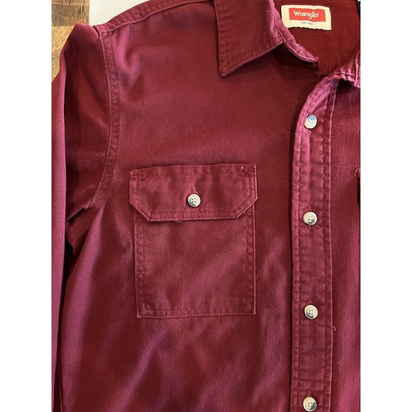 Wrangler Comfort Flex Shirt Mens Denim Twill Long Sleeve Button Up Sz Small - Picture 5 of 6